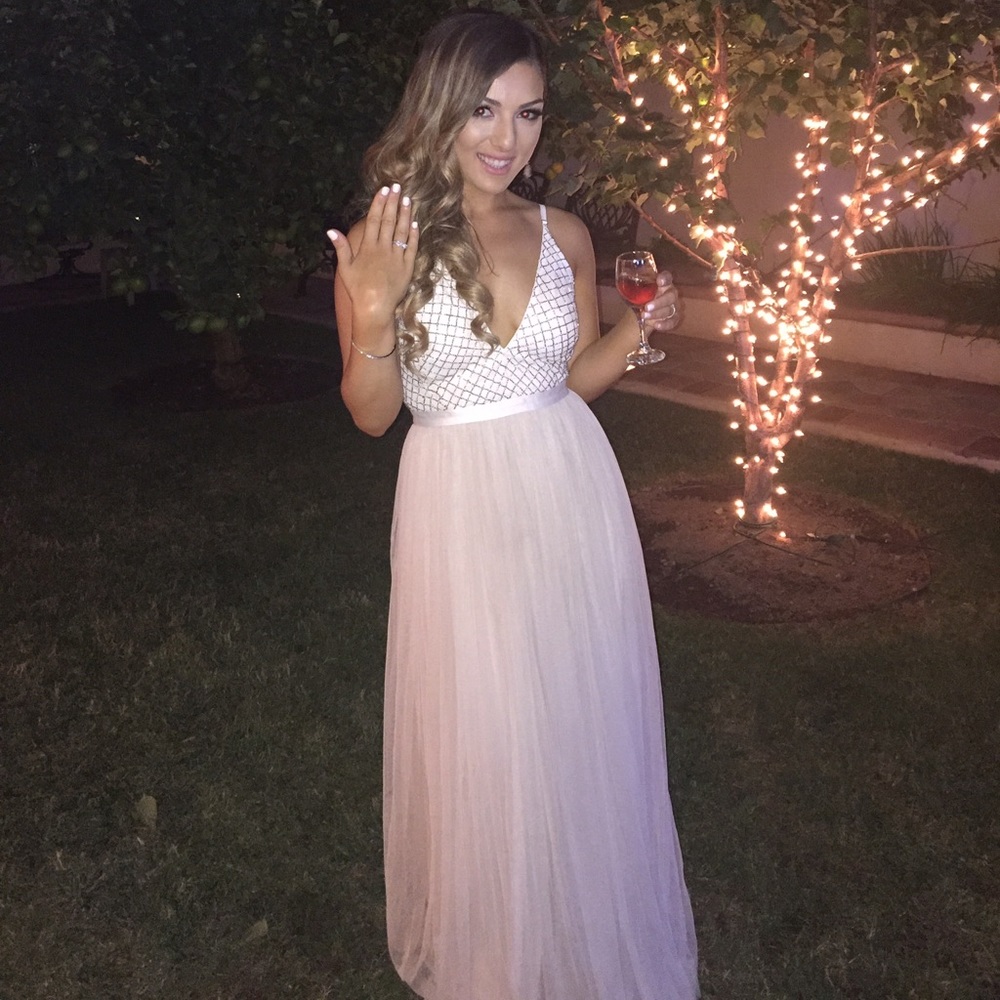 Needle & Thread beige tulle dress